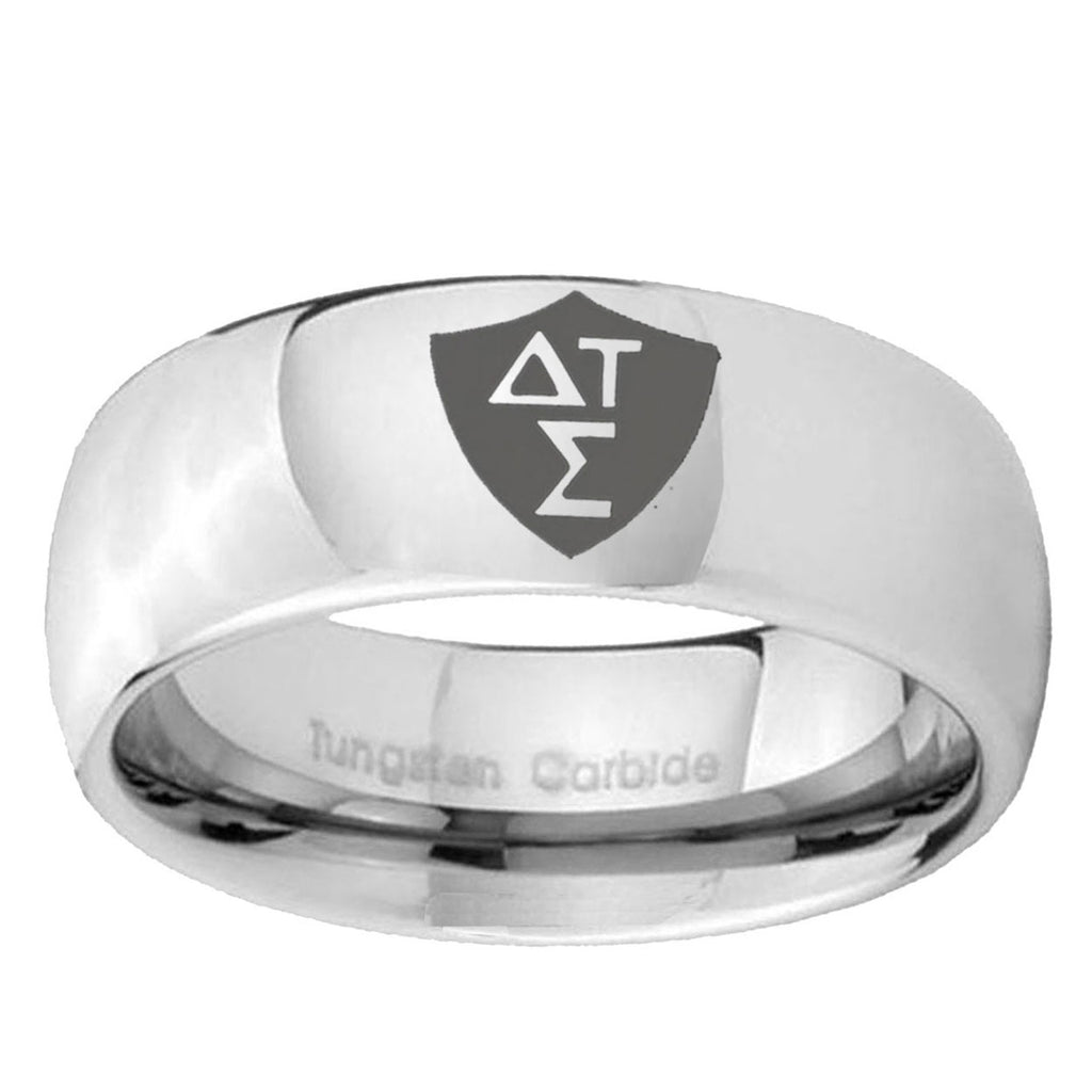 5MM Greek CTR Dome Polish Silver Tungsten Mens Ring