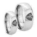 Greek CTR Mirror Dome Tungsten Mens Ring Set