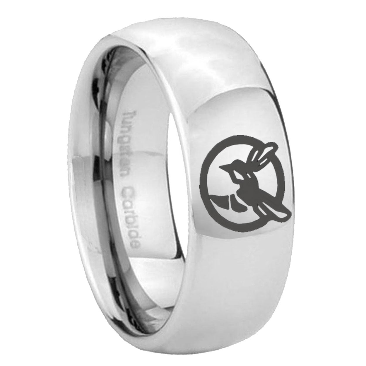 8MM Honey Bee Dome Polish Silver Tungsten Ring For Man