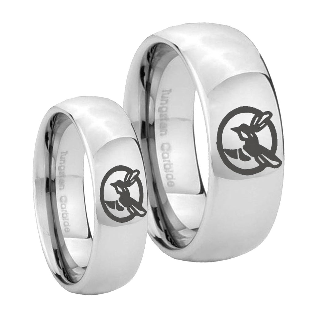Honey Bee Mirror Dome Tungsten Couple Wedding Bands
