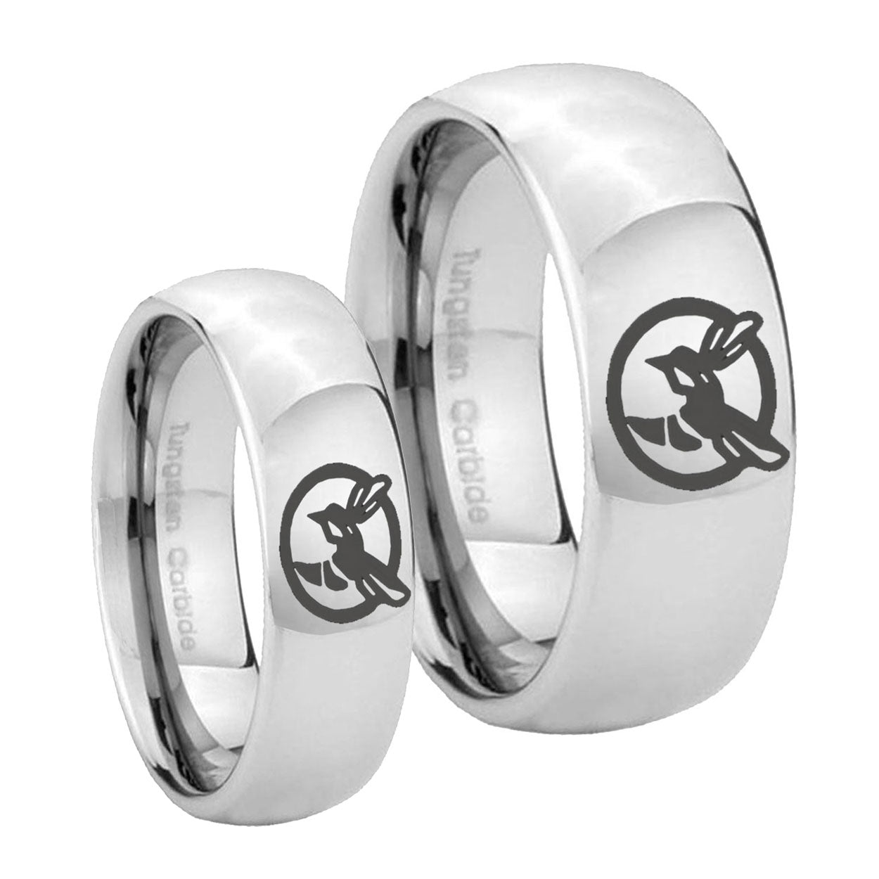 Honey Bee Mirror Dome Tungsten Couple Wedding Bands