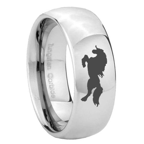10mm Horse Mirror Dome Tungsten Carbide Mens Promise Ring