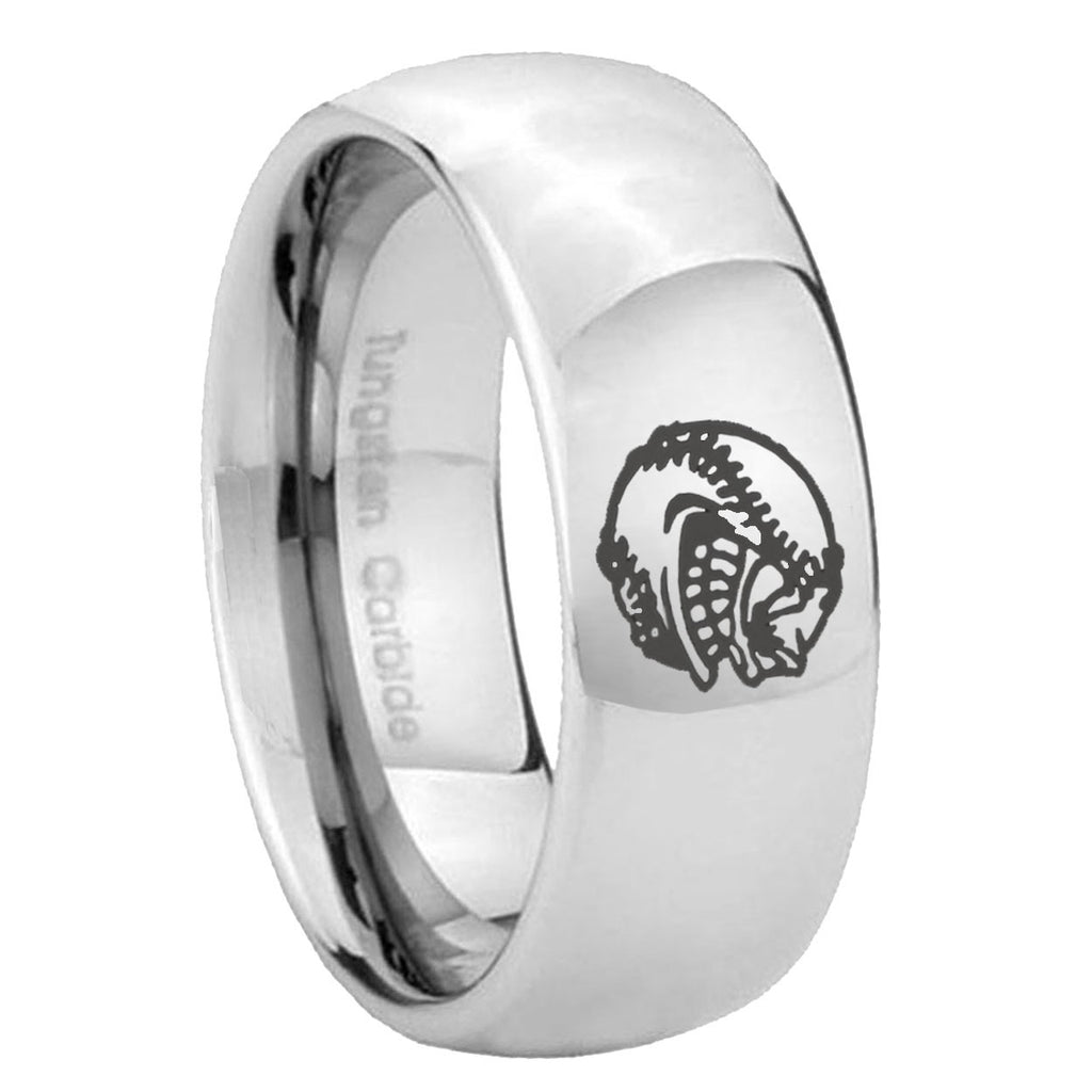 10mm Angry Baseball Mirror Dome Tungsten Carbide Personalized Ring