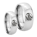 Angry Baseball Mirror Dome Tungsten Wedding Set Ring