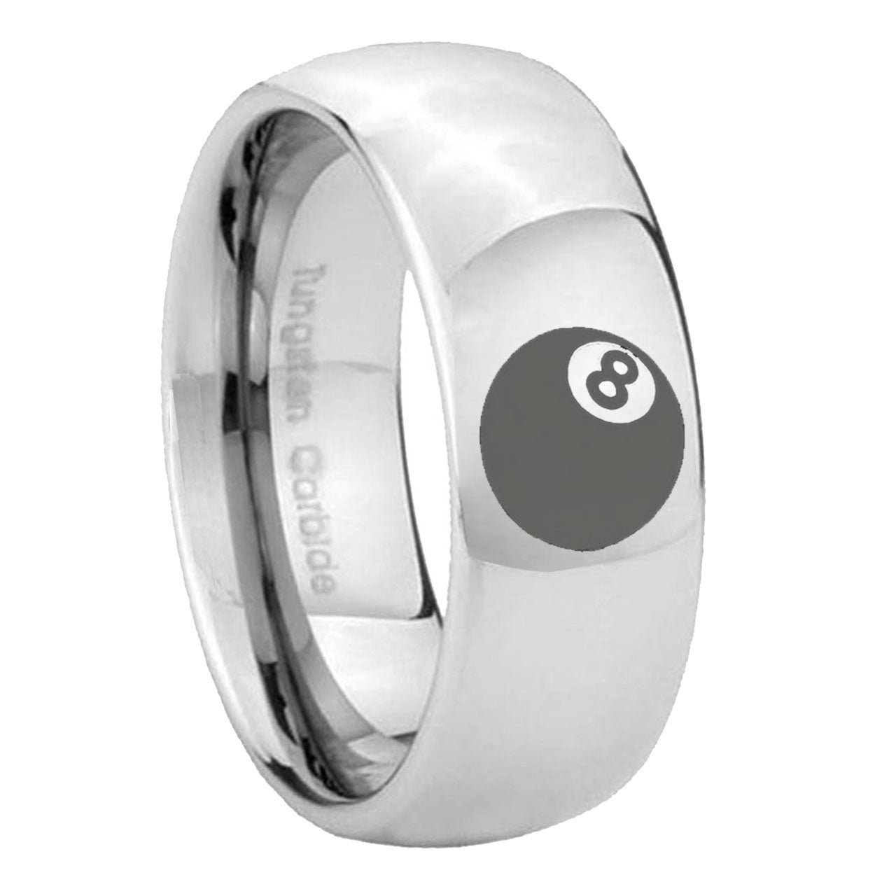 10mm 8 Ball Mirror Dome Tungsten Carbide Mens Engagement Ring