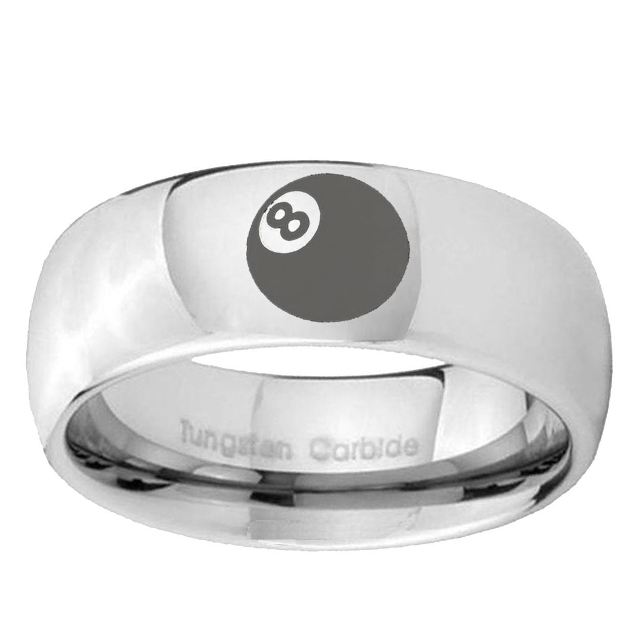 10mm 8 Ball Mirror Dome Tungsten Carbide Mens Engagement Ring