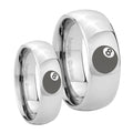8 Ball Mirror Dome Tungsten His and Hers