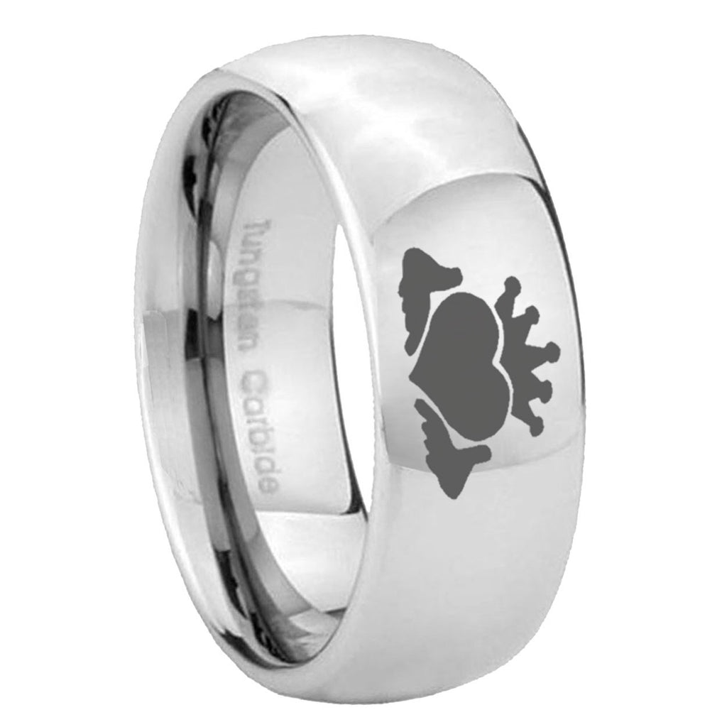 8MM Claddagh Design Dome Polish Silver Tungsten Men's Wedding Band