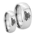 Claddagh Design Mirror Dome Tungsten His Hers Set Rings