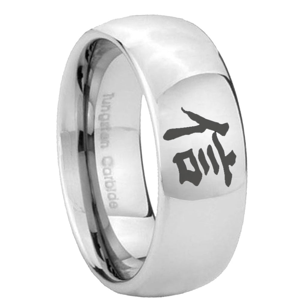 10mm Kanji Faith Mirror Dome Tungsten Carbide Wedding Band Ring