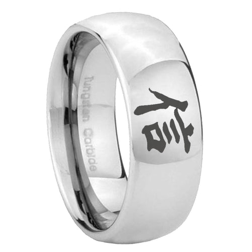 10mm Kanji Faith Mirror Dome Tungsten Carbide Wedding Band Ring
