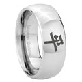 10mm Kanji Peace Mirror Dome Tungsten Carbide Wedding Bands Ring