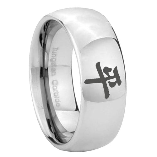 10mm Kanji Peace Mirror Dome Tungsten Carbide Wedding Bands Ring