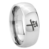 8mm Kanji Peace Mirror Dome Tungsten Carbide Mens Ring Personalized