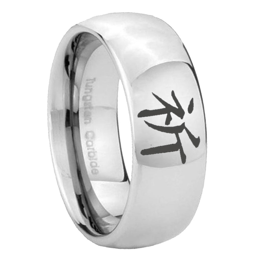 10mm Kanji Prayer Mirror Dome Tungsten Carbide Wedding Engagement Ring