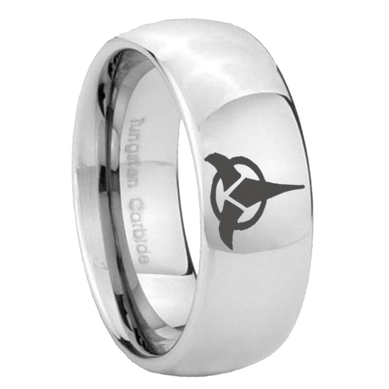 8MM Klingon Dome Polish Silver Tungsten Men's Wedding Band