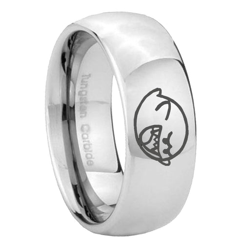 10mm Mario Boo Ghost Mirror Dome Tungsten Carbide Custom Mens Ring