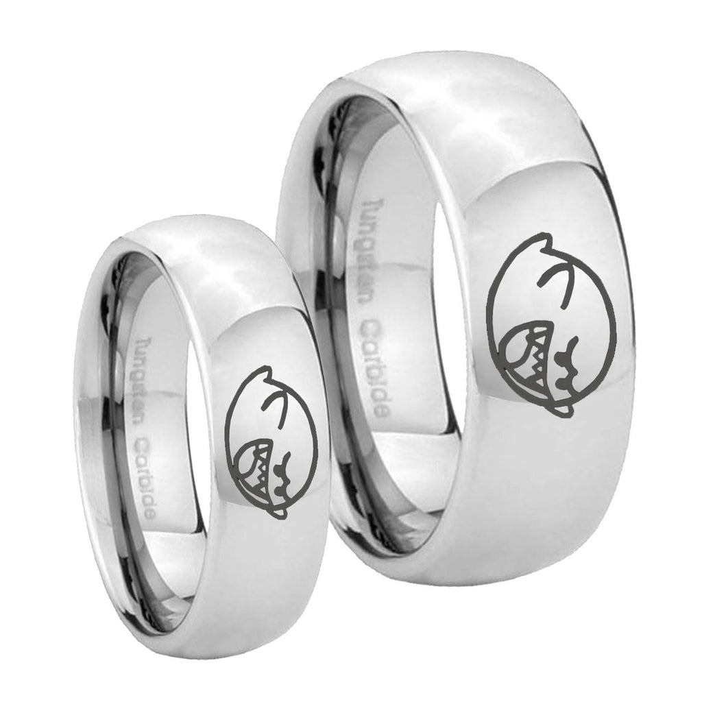 Mario Boo Ghost Mirror Dome Tungsten Mens Set Ring