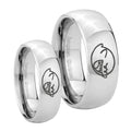 Mario Boo Ghost Mirror Dome Tungsten Mens Set Ring