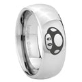 8MM Mario Mushroom Dome Polish Silver Tungsten Wedding Band For Men
