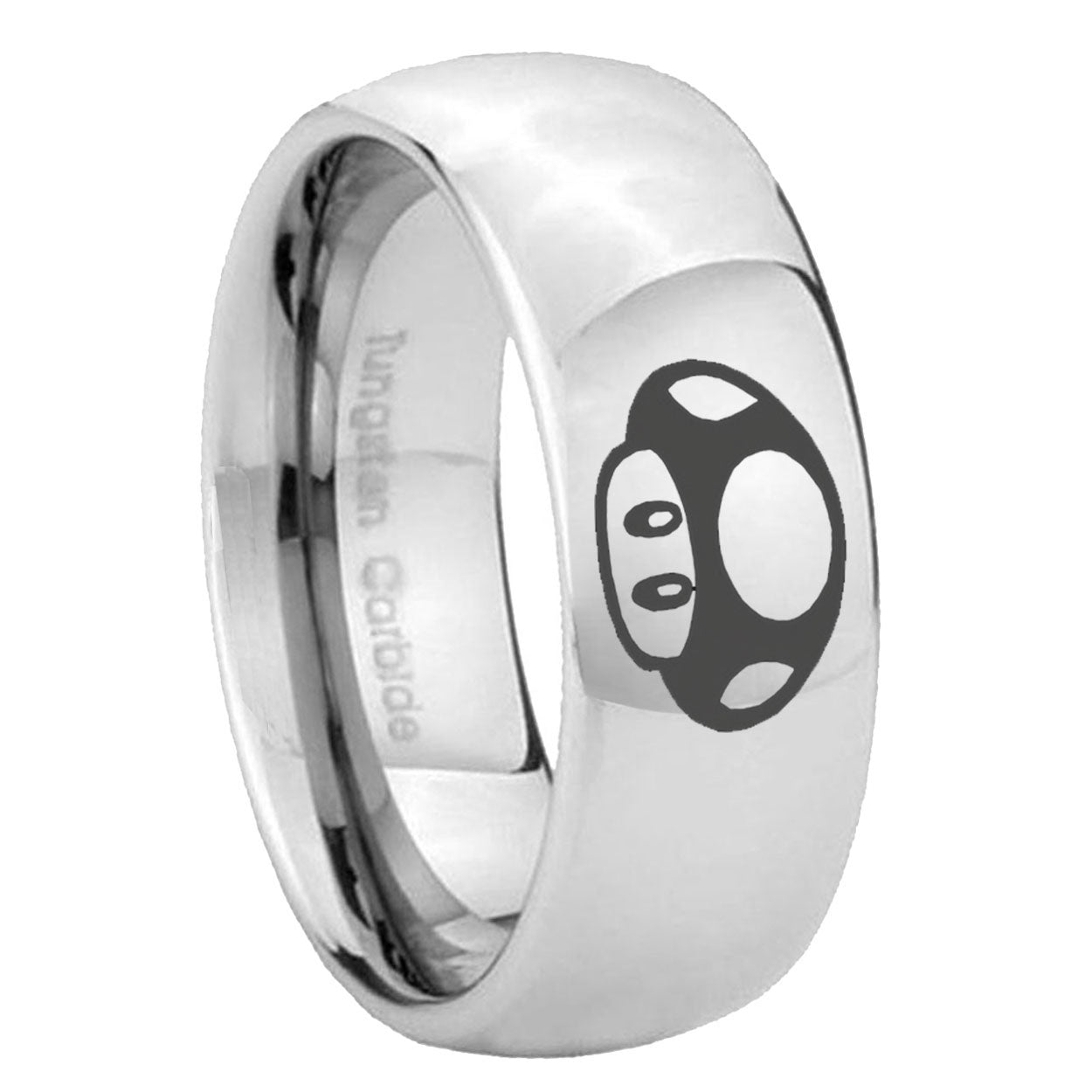 8MM Mario Mushroom Dome Polish Silver Tungsten Wedding Band For Men