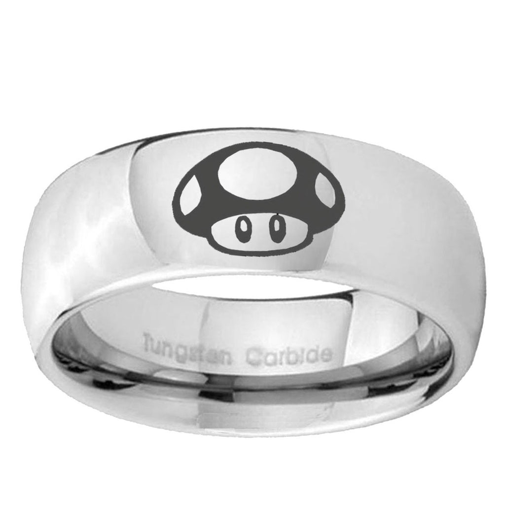 5MM Mario Mushroom Dome Polish Silver Tungsten Wedding Band For Men