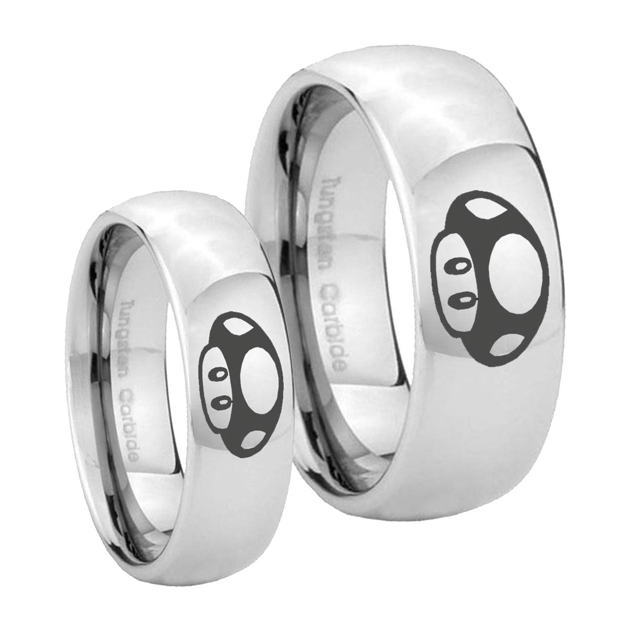 Mario Mushroom Mirror Dome Tungsten Mens Band Set