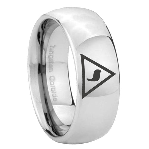 10mm Masonic Yod Mirror Dome Tungsten Carbide Engagement Ring
