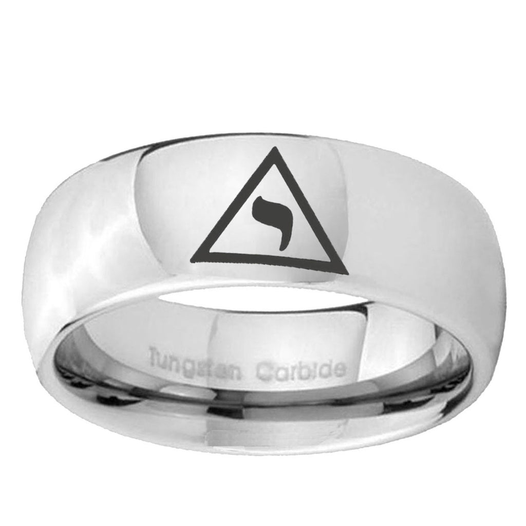10mm Masonic Yod Mirror Dome Tungsten Ring