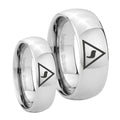 Masonic Yod Mirror Dome Tungsten His and Hers