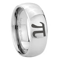 8MM Math Pi Dome Polish Silver Tungsten Men And Women Ring