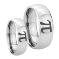 Math Pi Mirror Dome Tungsten Couple Rings