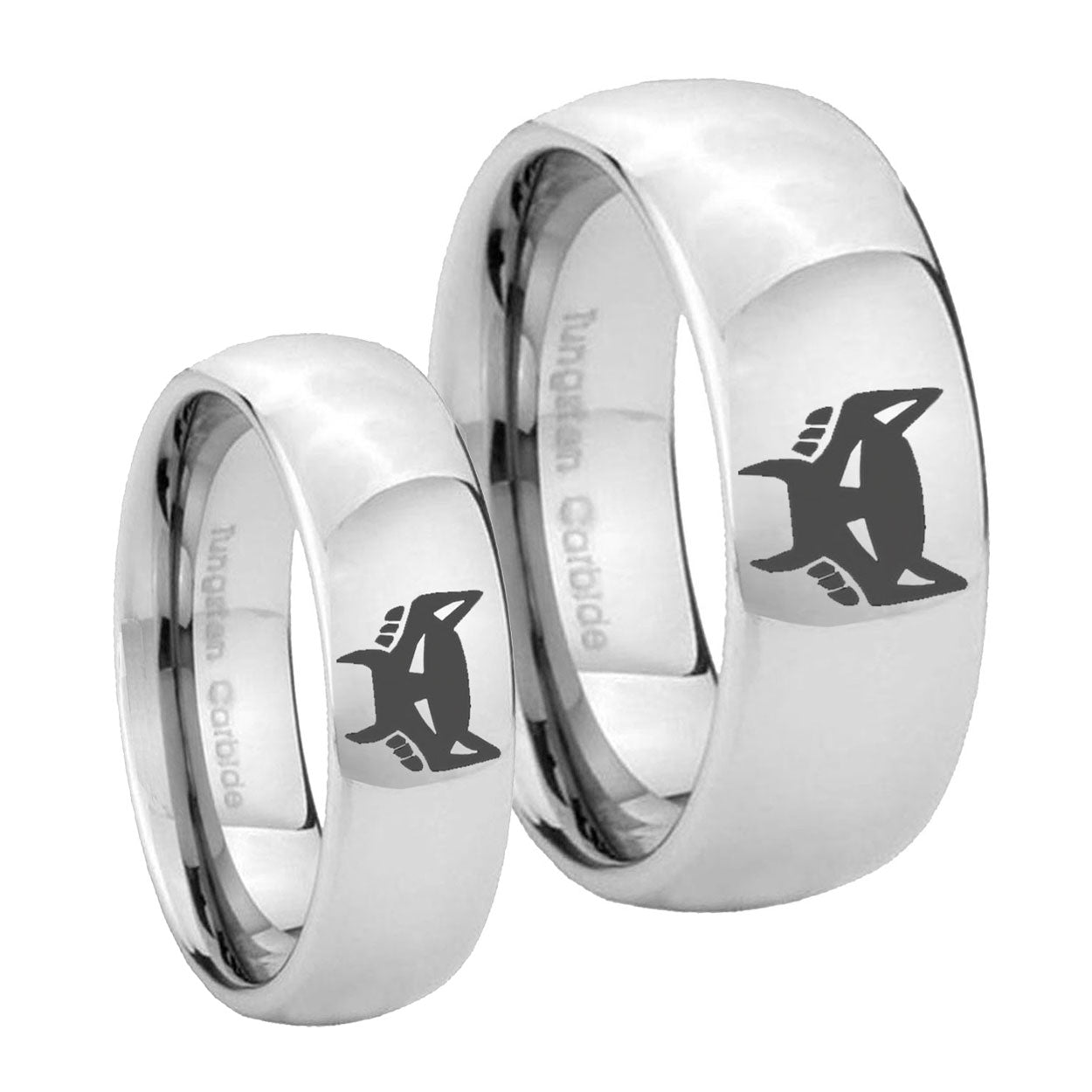 Maximal Mirror Dome Tungsten Mens Ring Set