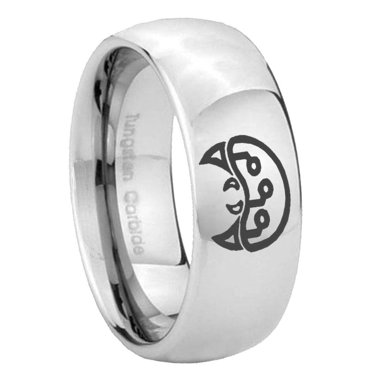 8MM Metroid Dome Polish Silver Tungsten Personalized Ring