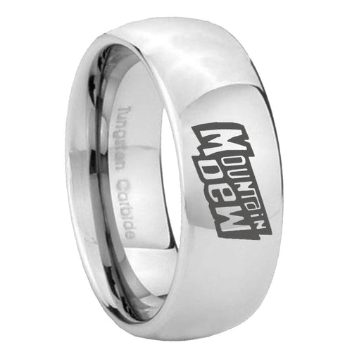 10mm Mountain Dew Mirror Dome Tungsten Carbide Mens Bands Ring