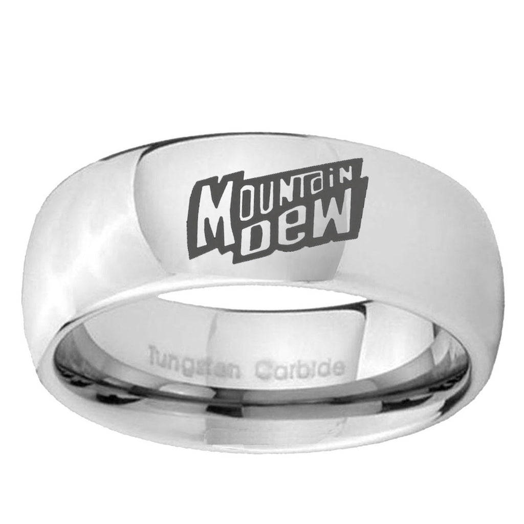 10mm Mountain Dew Mirror Dome Tungsten Carbide Mens Bands Ring