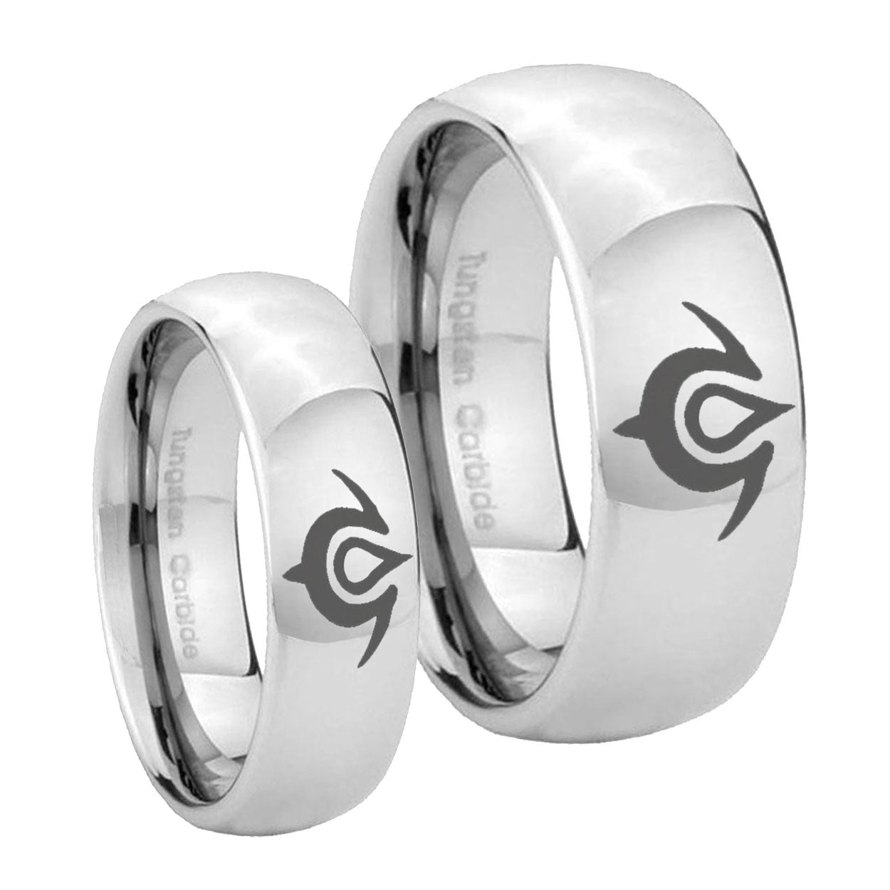 Naga Mirror Dome Tungsten Couple Wedding Rings