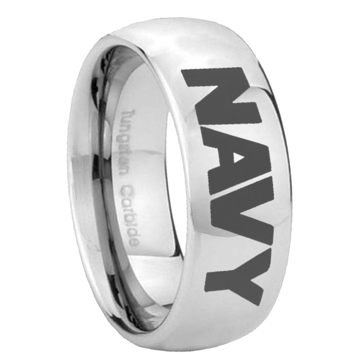 10mm Navy Mirror Dome Tungsten Carbide Men's Wedding Band
