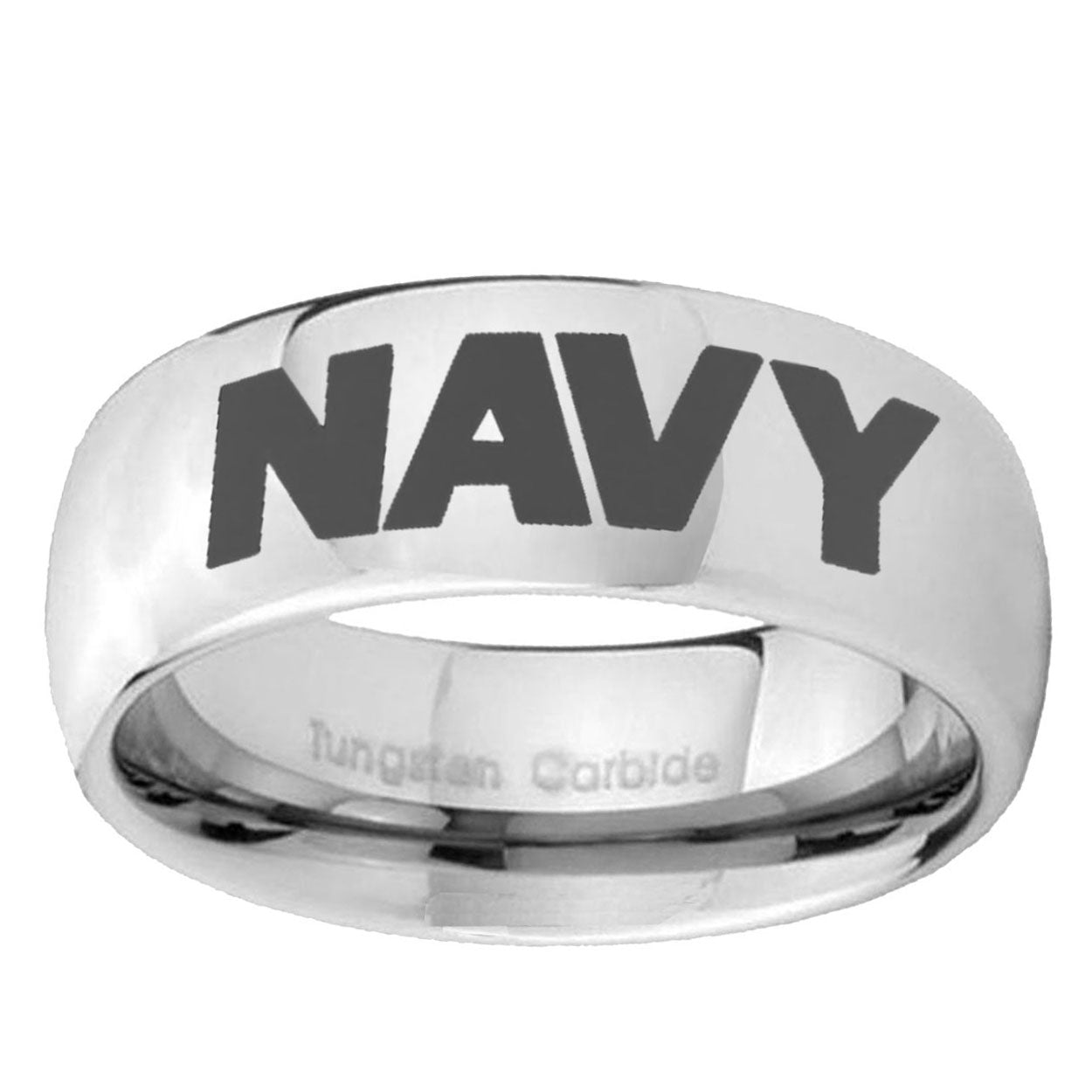 5MM Navy Dome Polish Silver Tungsten Wedding Band
