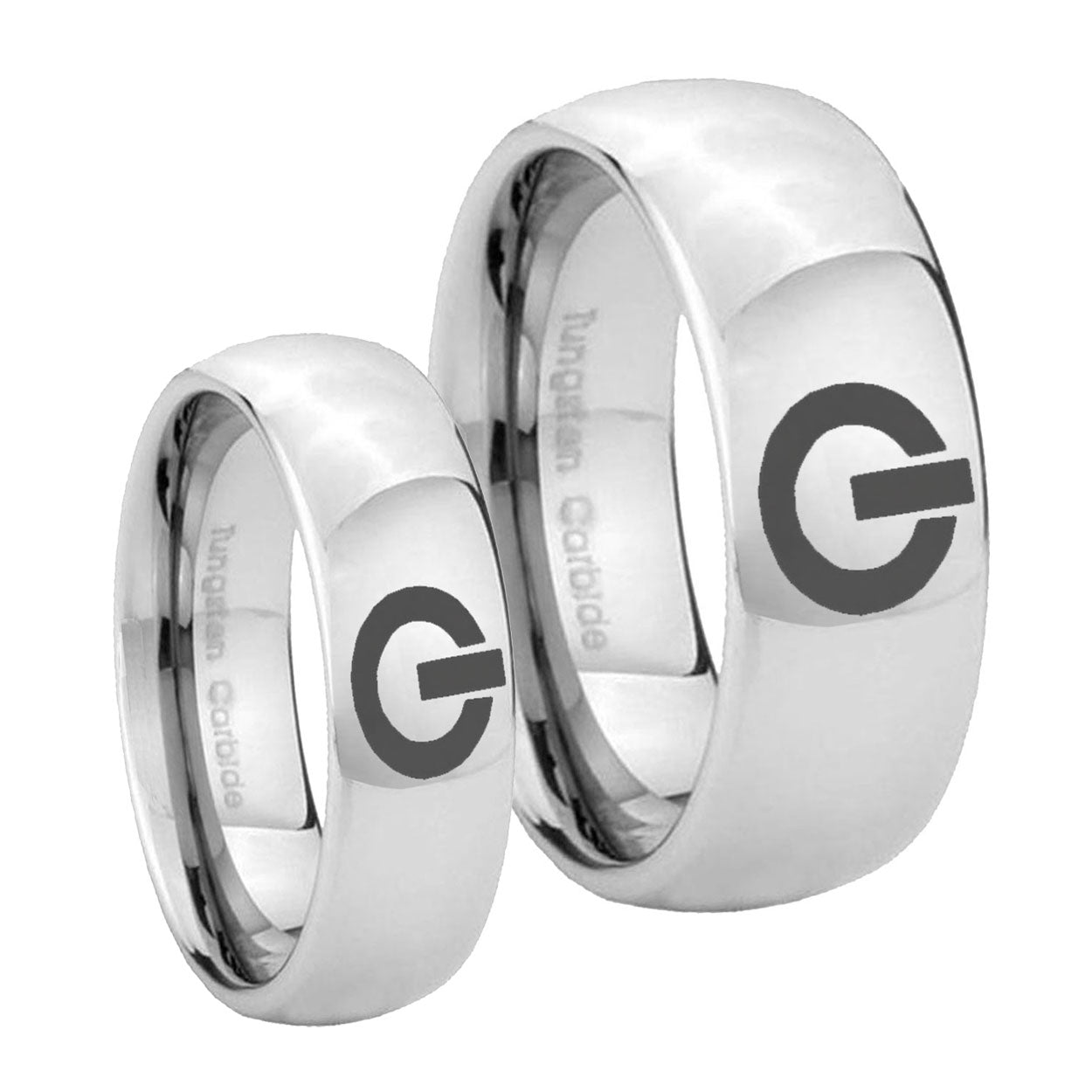 Power Mirror Dome Tungsten Engagement Ring Set