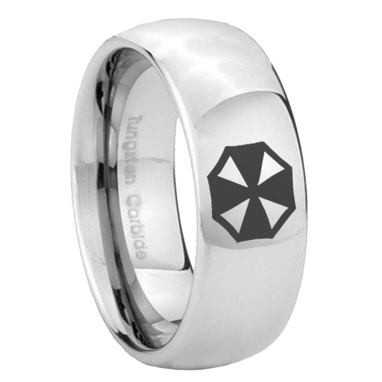 10mm Resident Evil Mirror Dome Tungsten Carbide Mens Promise Ring