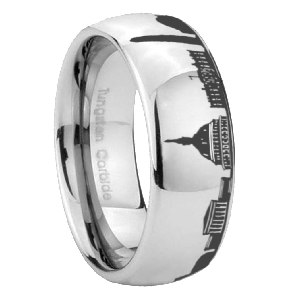 DC Washington City Dome Polish Gray Tungsten Carbide Ring