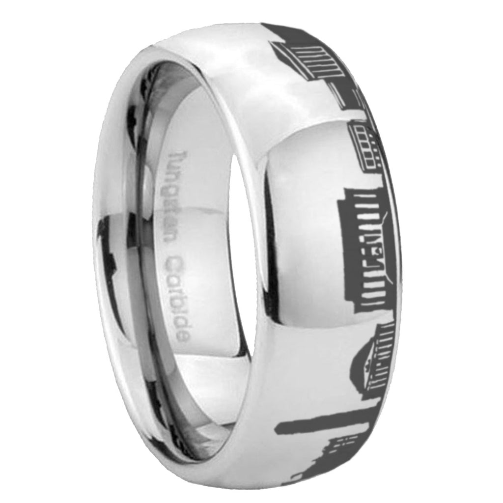 8MM DC Washington City Dome Polish Gray Tungsten Carbide Ring