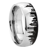 8mm NY New York City Dome Polish Silver Tungsten Mens Wedding Bands