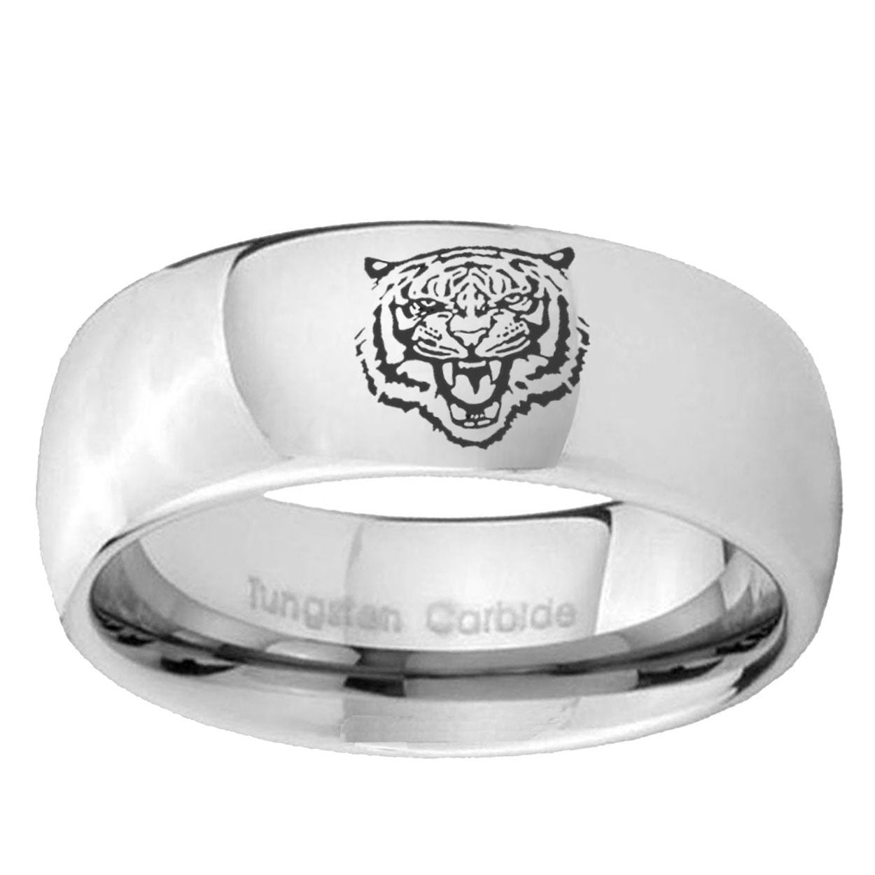 5MM Lion Dome Polish Silver Tungsten Mens Wedding Ring
