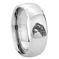 8MM Fishing Dome Polish Silver Tungsten Ring For Him
