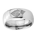 10mm-Game-Of-Thrones-House-Stark-Direwolf-Mirror-Dome-Tungsten-Carbide-Men's-Promise-Rings