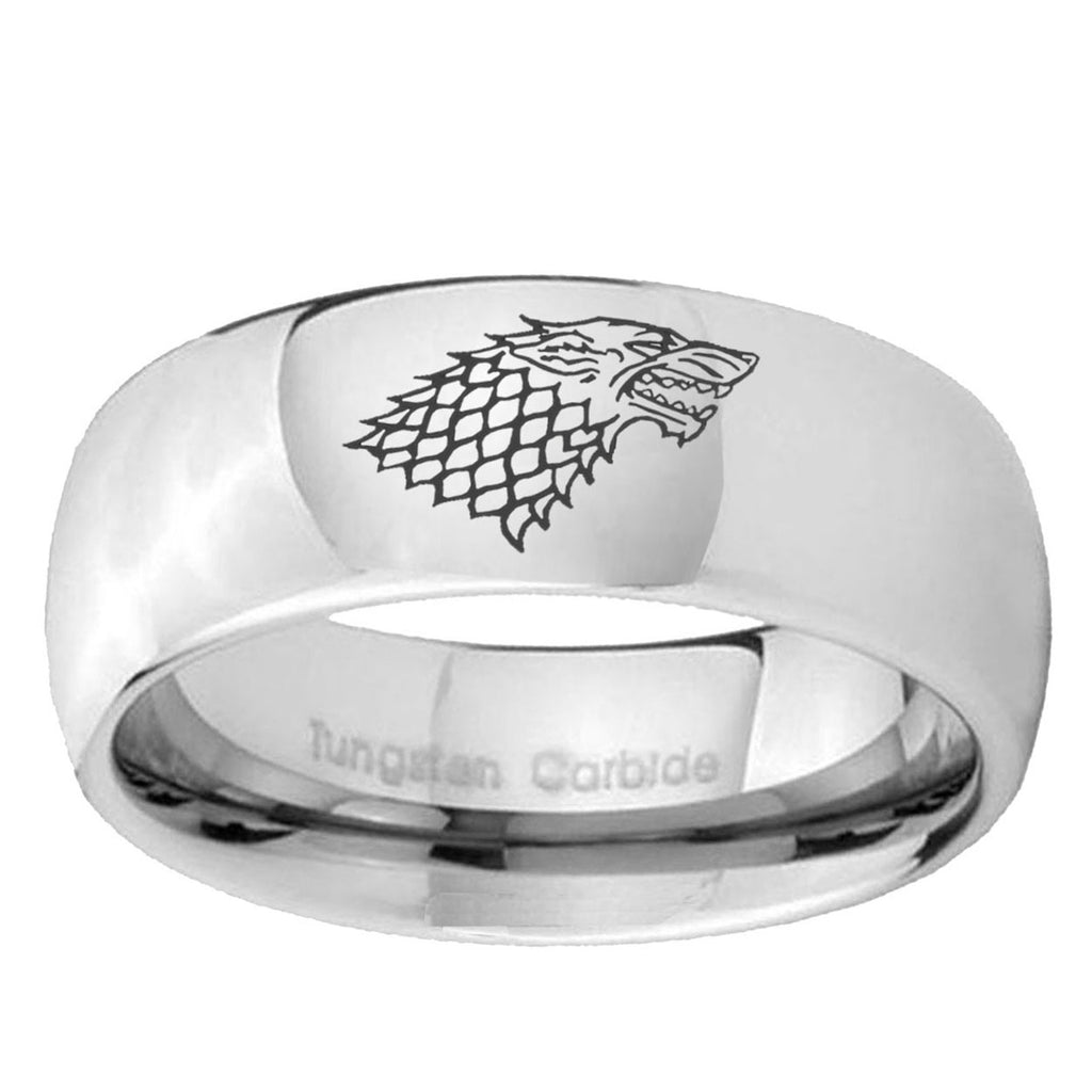 10mm Game Of Thrones House Stark Direwolf Mirror Dome Tungsten Ring