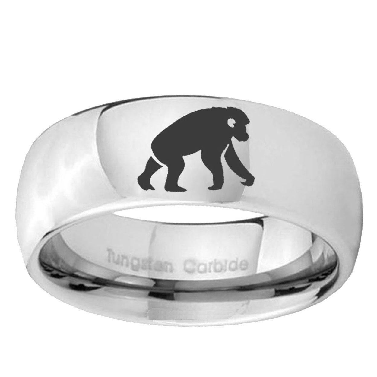 5MM Chimpanzee Dome Polish Silver Tungsten Promise Ring