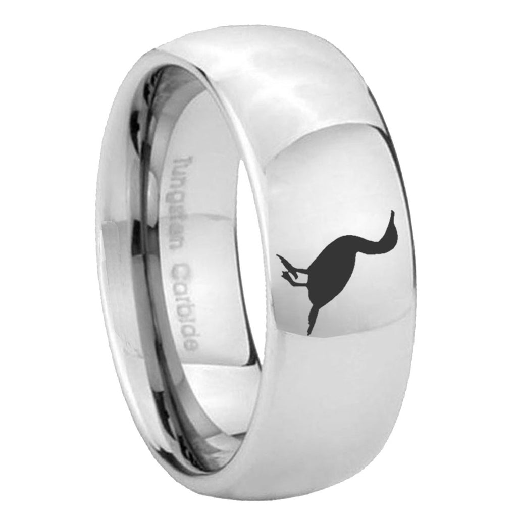 8MM Cormorant Dome Polish Silver Tungsten Custom Engraved Ring